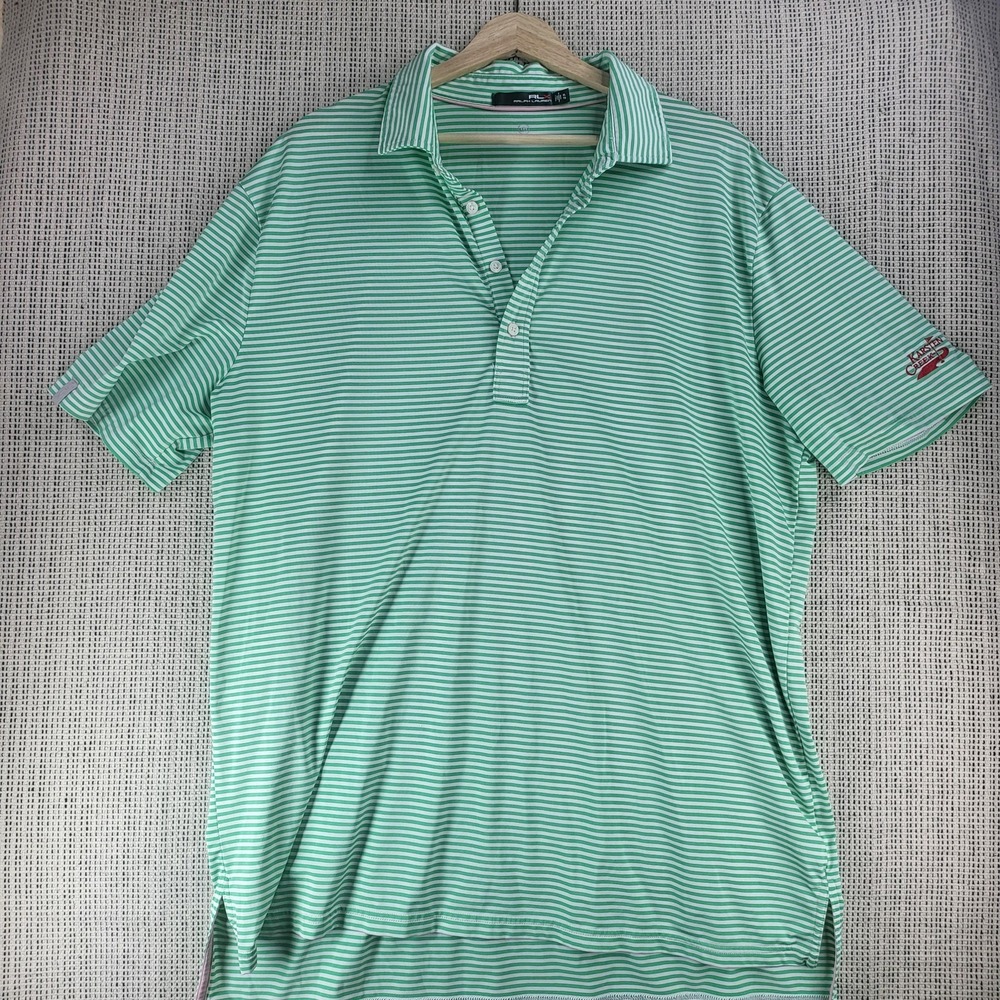RLX Ralph Lauren Polo Shirt Mens XL Green Striped Karsten Creek Golf Performance